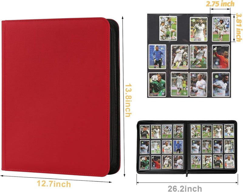 GERMUN Trading Card Binder 12 Pocket, 720 Pockets Card Binders, Card Collection Binder, Card Album Folder for MTG, TCG, Sports Cards, Game Cards (Red) - Image 2